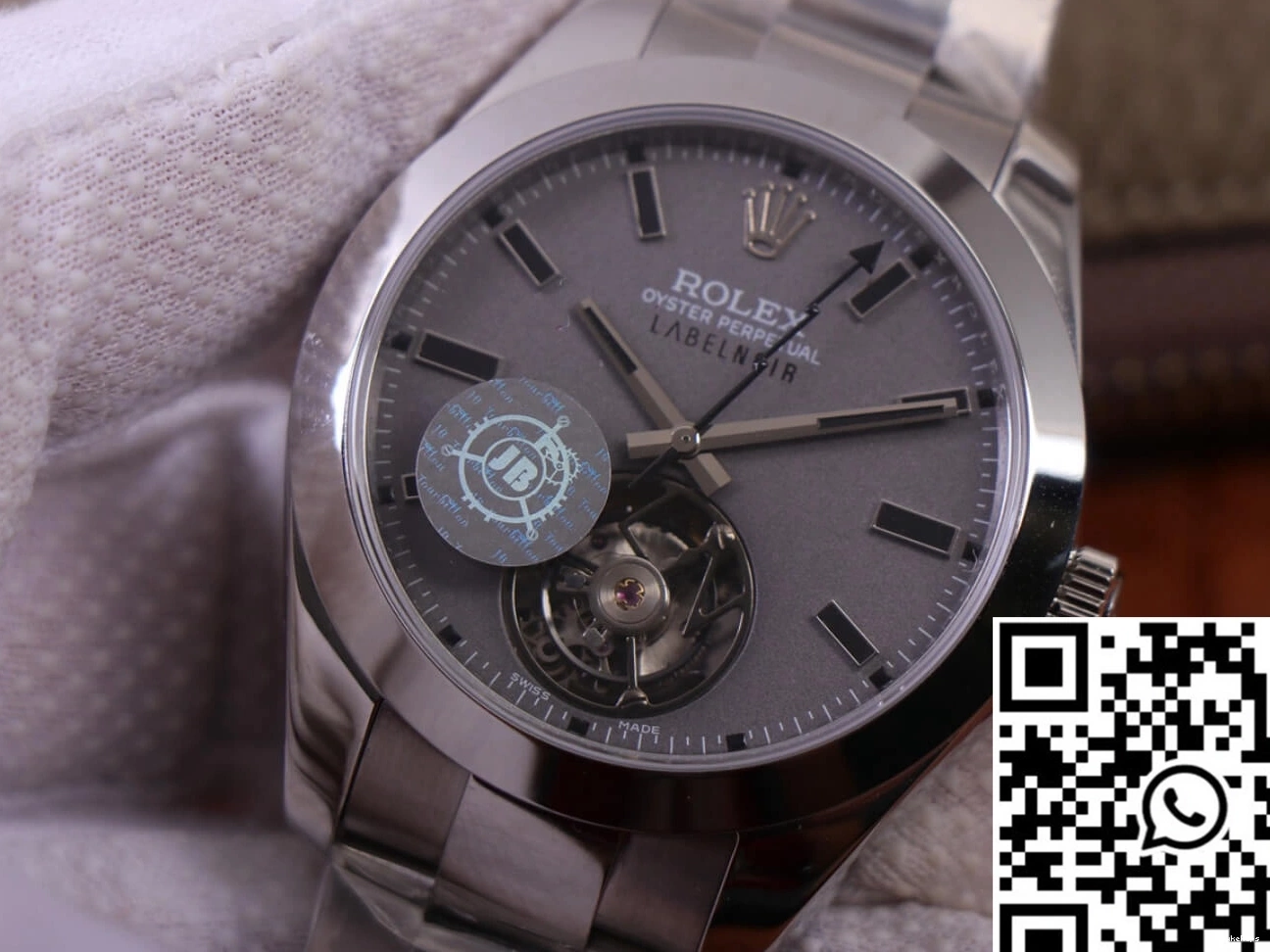 Silver Replica Design Factory 116400 Base LNT01HS-001 Rolex Milgauss JB case watch Noir Label 0402